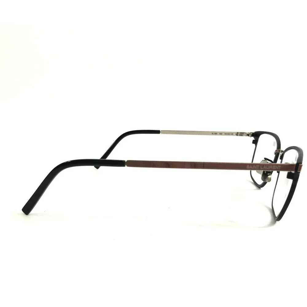 Saint Laurent Eyeglasses Frames SL585 002 Black Silver Rectangle 54-20-145